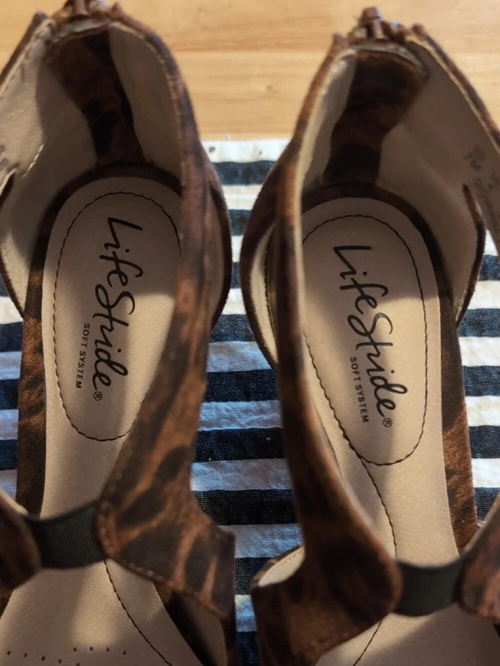 Life Stride Animal Print T-Strap Women's Heels - Brown